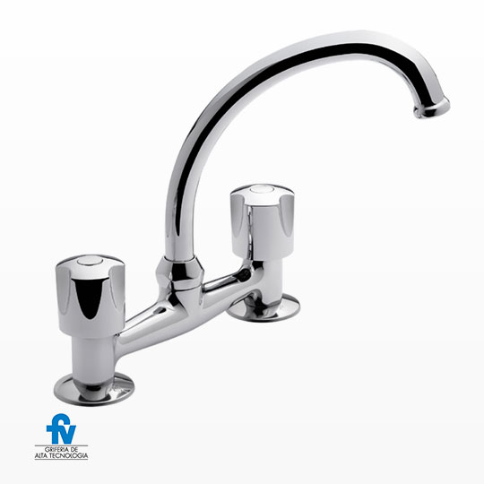 Grifería Doble Comando de Cocina de Mesada FV Pampa Cromo 413/B6
