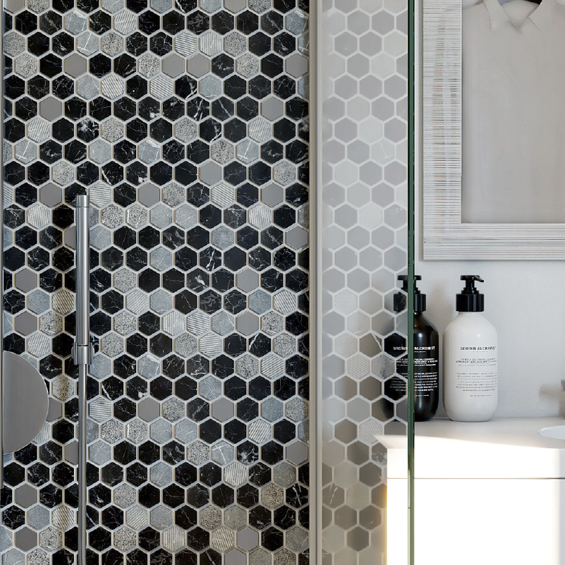 Malla Revestimiento Hexamar 2 Nero 30x30