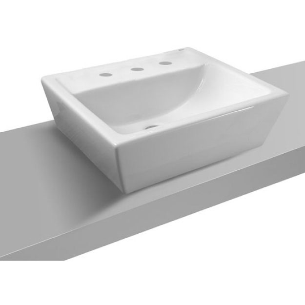 Bacha de Apoyo Roca Sendai 45.5x40cm 3 Agujeros Blanco