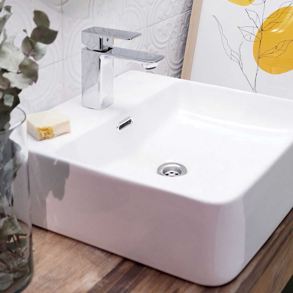 Bacha de Apoyo Cuadrada 1 Agujero Peirano Loza 42x42cm BCH04/1