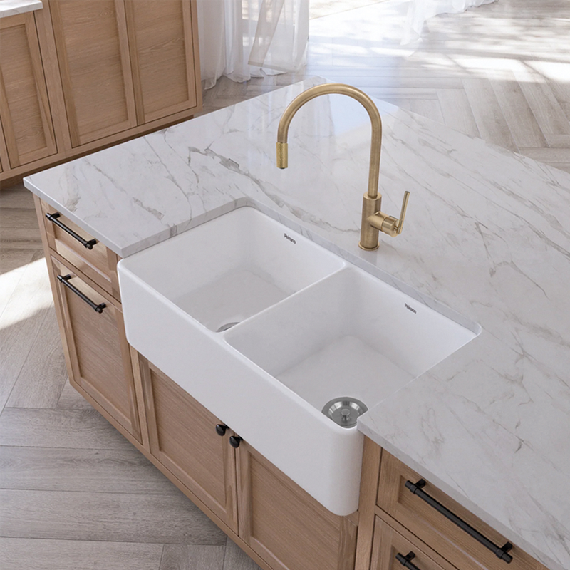 Bacha de Apoyo Doble Peirano Loza Blanca 83.8x45.7cm BCH17