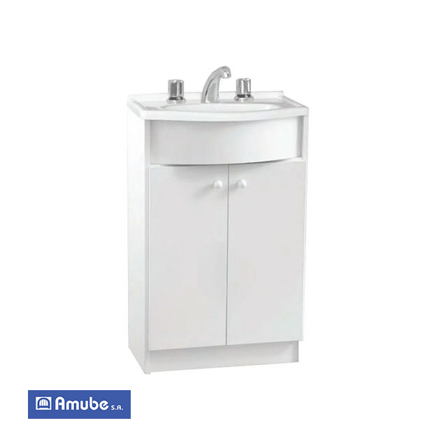 Vanitory de Pie 50cm 3 Agujeros Amube Roma Blanco (Bacha Acrílica) 5101