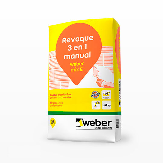 Revoque Proyectable Exterior 3 en 1 Weber Rev Mix (Bolsa 30kg) 90-2670