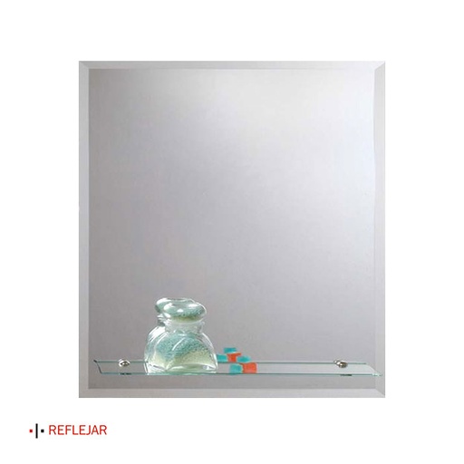 [13697] Espejo Rectangular Biselado 40x60cm con Repisa