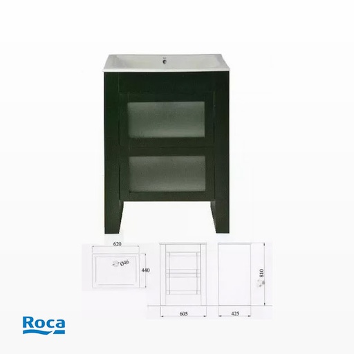 [25228] Vanitory Roca Diverta con Mueble Wengue 2 Cajones