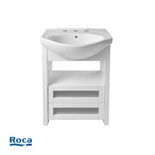 [26768] Vanitory 60cm 3 Agujeros Roca Mahler Blanco (2 Cajones, Fte. Vidrio)