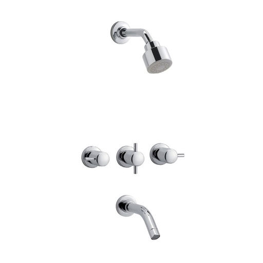 [51093] Grifería de Ducha con Transferencia Peirano Marbella Cromo 80-121